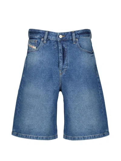 Diesel Light Blue Wide Leg Denim Shorts