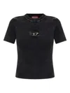 Diesel Short Sleeve Ribbed Crew Neck Top In Black