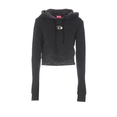 Diesel Women Logo F-slimmy Hoodie In Grey