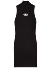 Diesel Mini Black Dress With Oval D Cut Out Detai In Viscose L In Multicolor