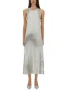 Diesel Sleeveless Long Dress In Soft Cotton Blend With Subtle Sheen In Silver
