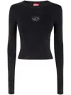 Diesel M-anchor-a Cropped Denim Sweatshirt With Cut-out Detail In Multicolor