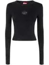 Diesel M-anchor-a Cropped Denim Sweatshirt With Cut-out Detail In Black