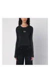 Diesel M-anchor-a Cropped Denim Sweatshirt With Cut-out Detail In Black