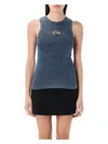 Diesel Ribbed Sleeveless Top With Distinctive Logo Detail In 8at
