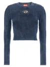 Diesel M-anchor-a Blue Ribbed Long-sleeve Top In Blue