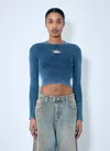 Diesel M-anchor-a Blue Ribbed Long-sleeve Top In Blue