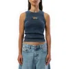 Diesel M-anchor-a-sl Ribbed Cotton Tank Top In Blue