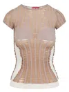 Diesel Contoured Knitwear Top With Modern Aesthetic In Nude & Neutrals