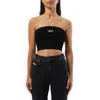 Diesel Ribbed Viscose Cropped Top M-clarksvillex In Black