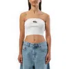 Diesel Ribbed Tube Top With Stylish Logo Plaque In White