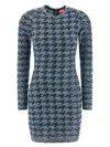 Diesel Women Light Blue Houndstooth Denim M-halma Minidress In Blue