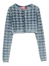 Diesel Long Sleeve Cropped Houndstooth Top In Multi