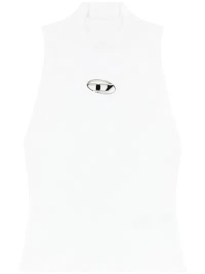 Diesel Women M-onervax Stand-up Collar Top In White