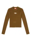 Diesel Rib-knit Viscose-blend Top With Oval D In Brown