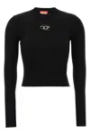 Diesel M-anchor-a Cropped Denim Sweatshirt With Cut-out Detail In Black