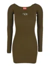 Diesel Women Green Ribbed Viscose M-vera Minidress In Brown