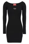 Diesel Black U Neck Dress With D-logo In Black