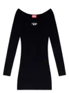 Diesel Black U Neck Dress With D-logo In Black