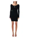 Diesel Black U Neck Dress With D-logo In Black