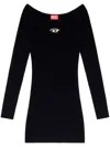 Diesel Black U Neck Dress With D-logo In Multicolor