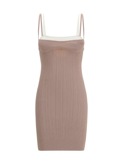 Diesel M-zandra Beige Mini Dress With Spaghetti Straps And Ribbed Knit In Viscose Blend Woman In White