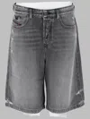 Diesel Grey Solid Shorts In Black