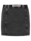 Diesel Stretch Cotton Mini Skirt With Contrast Stitching In Black