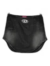 Diesel Logo-plaque Denim Miniskirt In Black