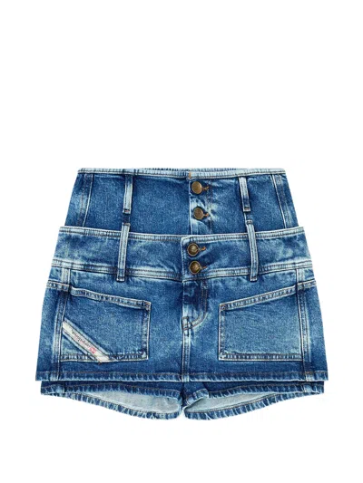 Diesel Women's Mini Skort With Double Belt Design - Size 26 In Blu