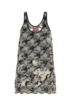 Diesel Women Multicolor Cotton Blend Mini Dress In Gray