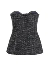 Diesel Bouclé Corset Top With Ultra-low Cut In Gray