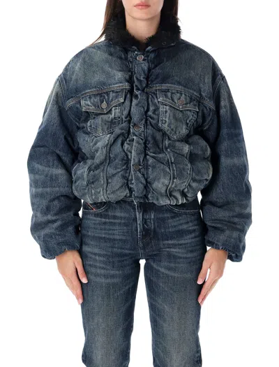 Diesel Women's Oversized Denim Jacket With Faux Fur Collar