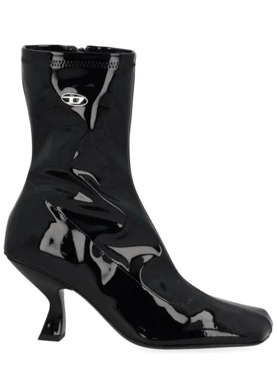 DIESEL DIESEL WOMEN'S PATENT ANKLE BOOTS WITH KITTEN HEEL