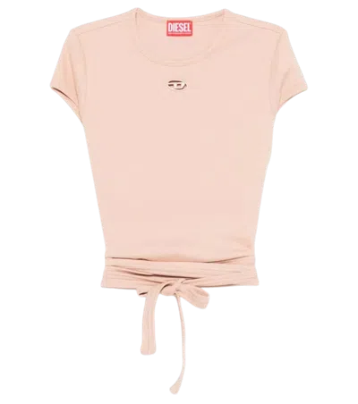 Diesel Peach Round Neck Wrap Tie T-shirt