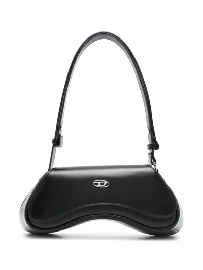 Diesel Play Logo Plaque Shoulder Bag In Black