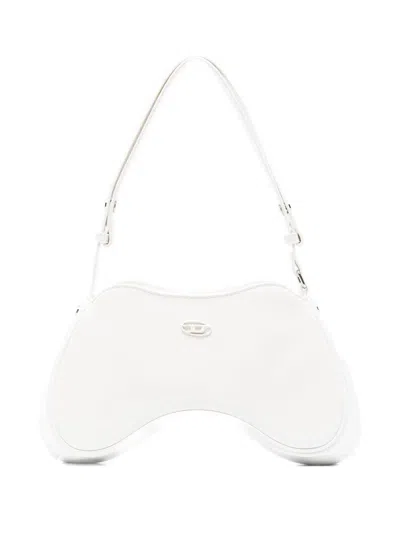 Diesel Women Play Patent Shoulder Bag In White