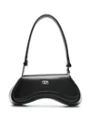 Diesel Play-semi Gloss Leather Clutch In Black