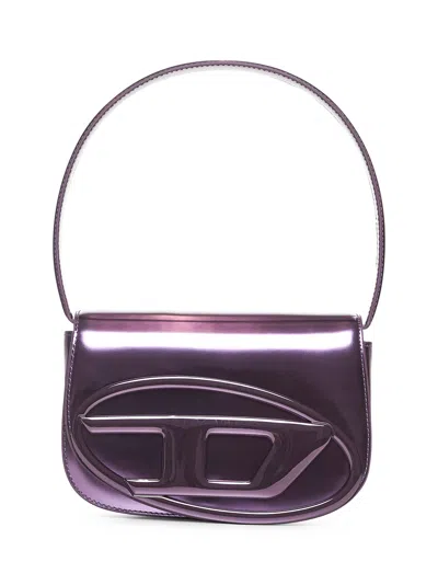 Diesel Iconic Mirrored Leather Shoulder Bag In Black
