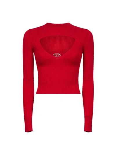DIESEL DIESEL WOMEN RED RIBBED WOOL M-OLINA TOP