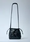 Diesel Scrunch-d-bucket Bag In Shiny Wrinkled Leather In Black