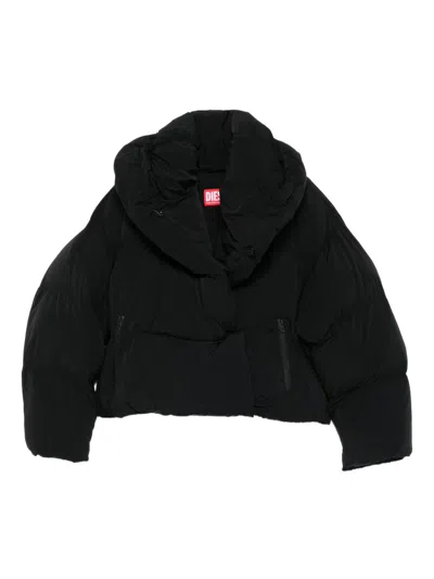 Diesel Women Short Down Jacket In Black