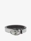 Diesel Metallic Finish Leather Belt With Oval-d Buckle In Neutral