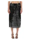 Diesel High Waist Elastic Waistband Midi Skirt In Black