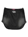 Diesel Logo-plaque Denim Miniskirt In Black