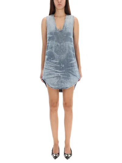 Diesel Cotton Denim Dress In Blue