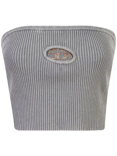 Diesel Women's Slim Fit 80% Cotton, 18% Polyamide, 2% Elastane Top In Grey