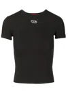 Diesel Black T-shirt With Logo On The Front And Ribbed Design In Cotton Woman In Black