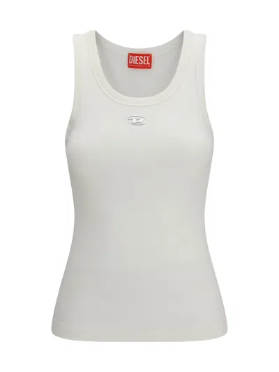 Diesel Women White Ribbed Jersey T-anki-od Slim Tank Top