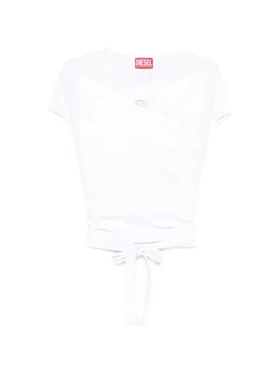 Diesel Cut-out Tie-back T-shirt In White